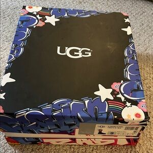 UGG Black and Multicolor Graphic Shoe Box